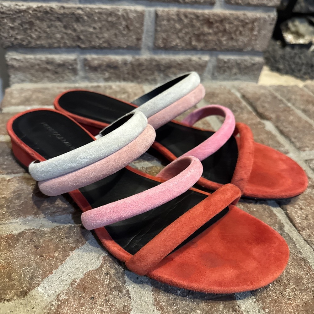 Rebecca Minkoff Kade Suede Slide Sandals Red Pink Size 10 #725